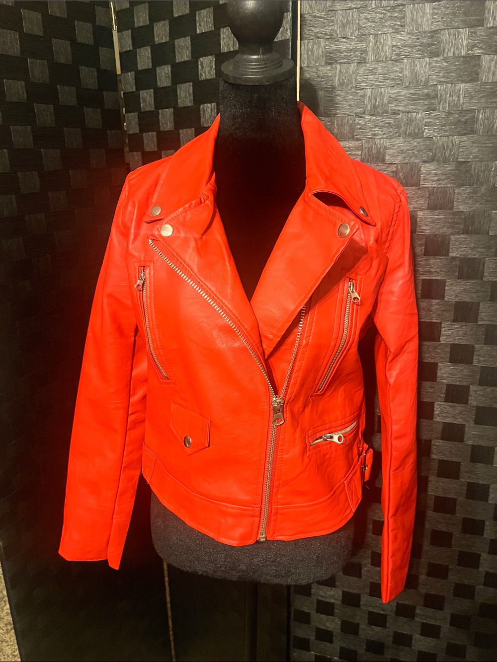 Love Tree Red Women's Asymmetric Moto Jacket